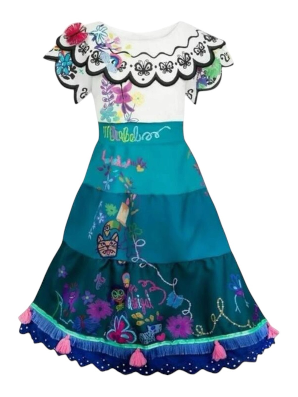 Disney 🝮 Encanto Mirabel Embroidery Halloween Costume 🝮 Butterflies Tassels 🝮 3T - Picture 2 of 16